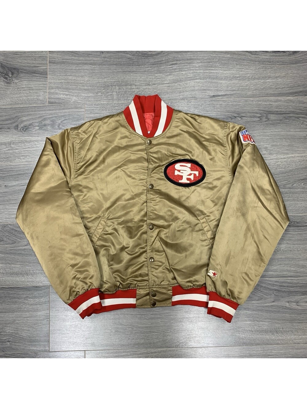 Vintage 1980S Starter San Francisco 49Ers Satin Jacket XL Rare Men’s Gold